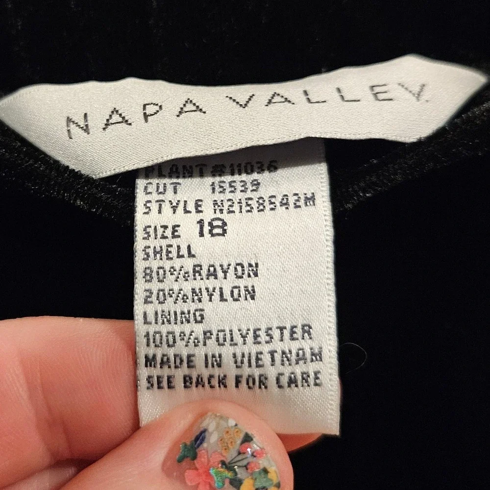 Napa Valley Black Velvet Midi Skirt Size‎ 18 Womens Elegant Party Career